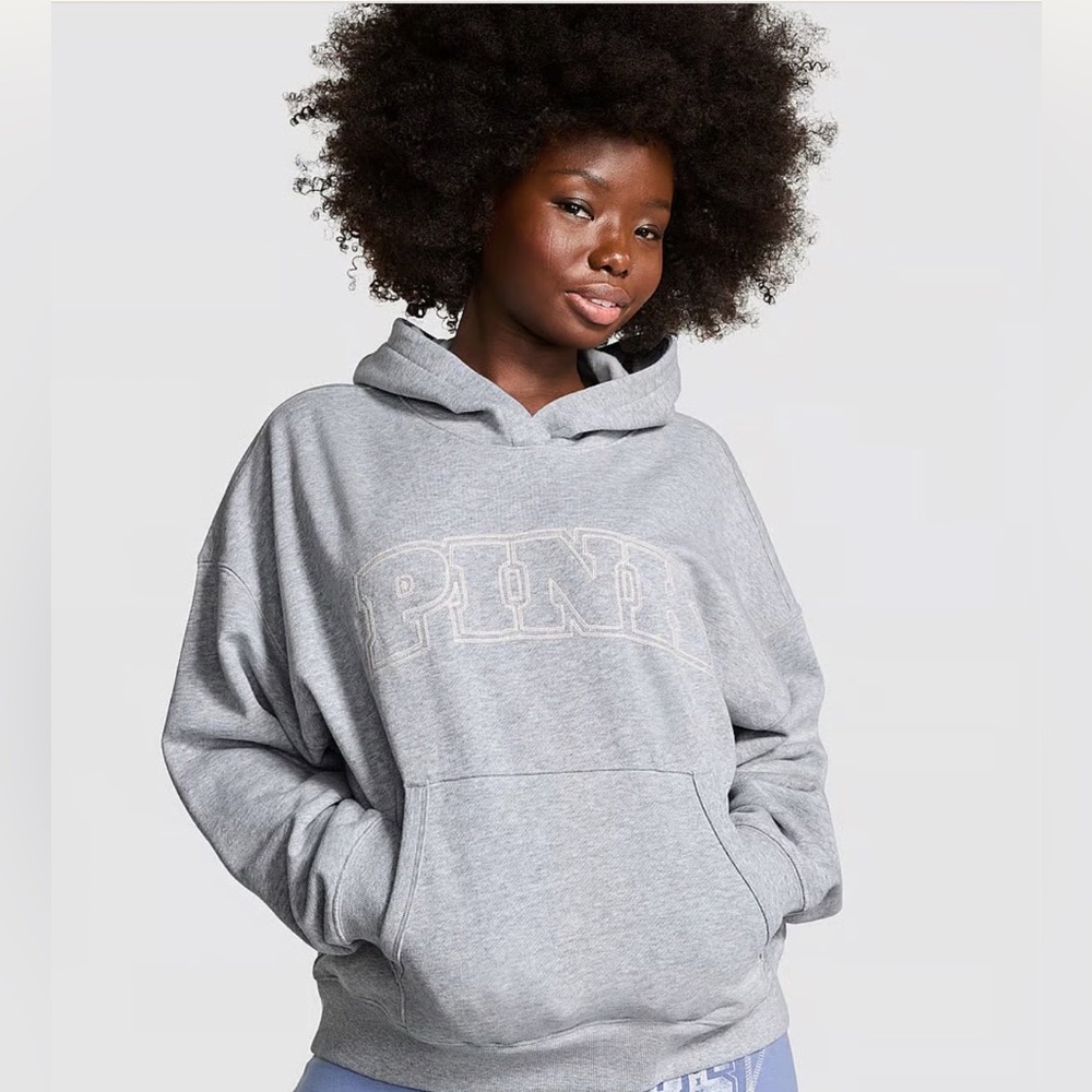 PINK by Victoria’s Secret Heather Grey Pullover Hoodie Warm Cozy Winter Casual